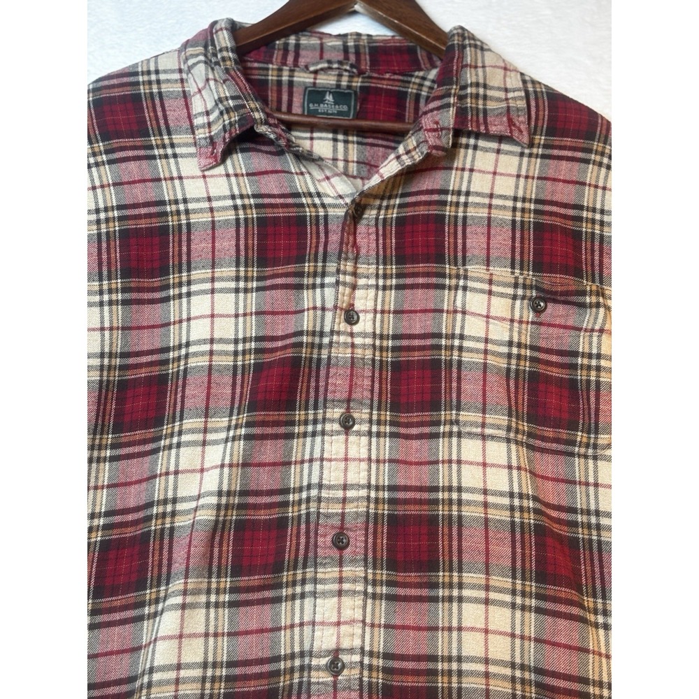 G H. Bass & Co. Men's 2XL Flannel‎ Shirt Button Down Red Plaid Western Warm Gift